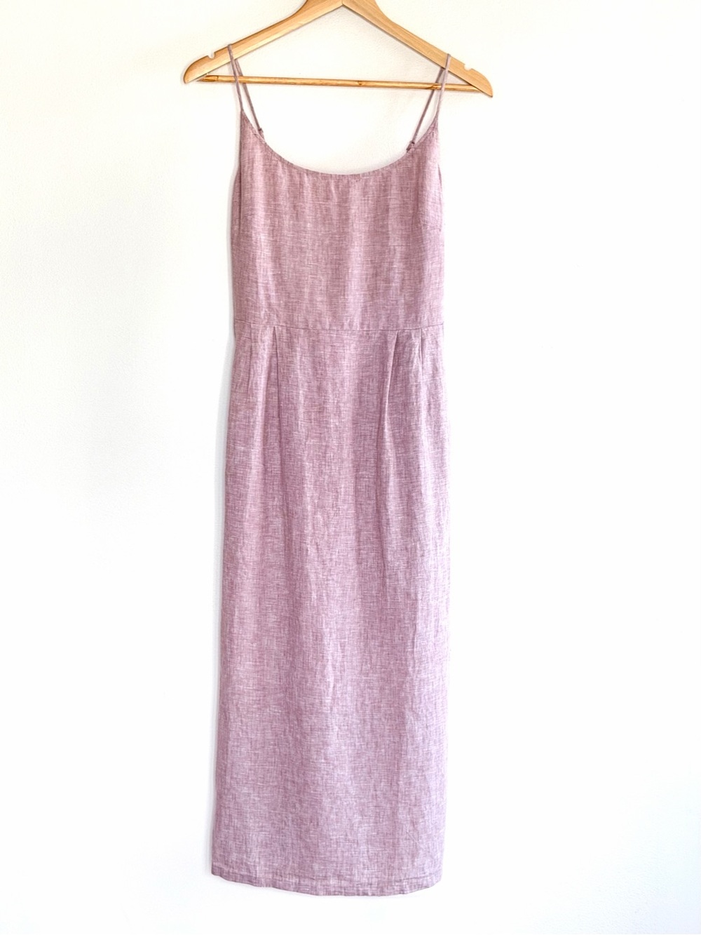 Quince 100% European Linen Scoop Neck Midi Dress Mauve Mist S NWT